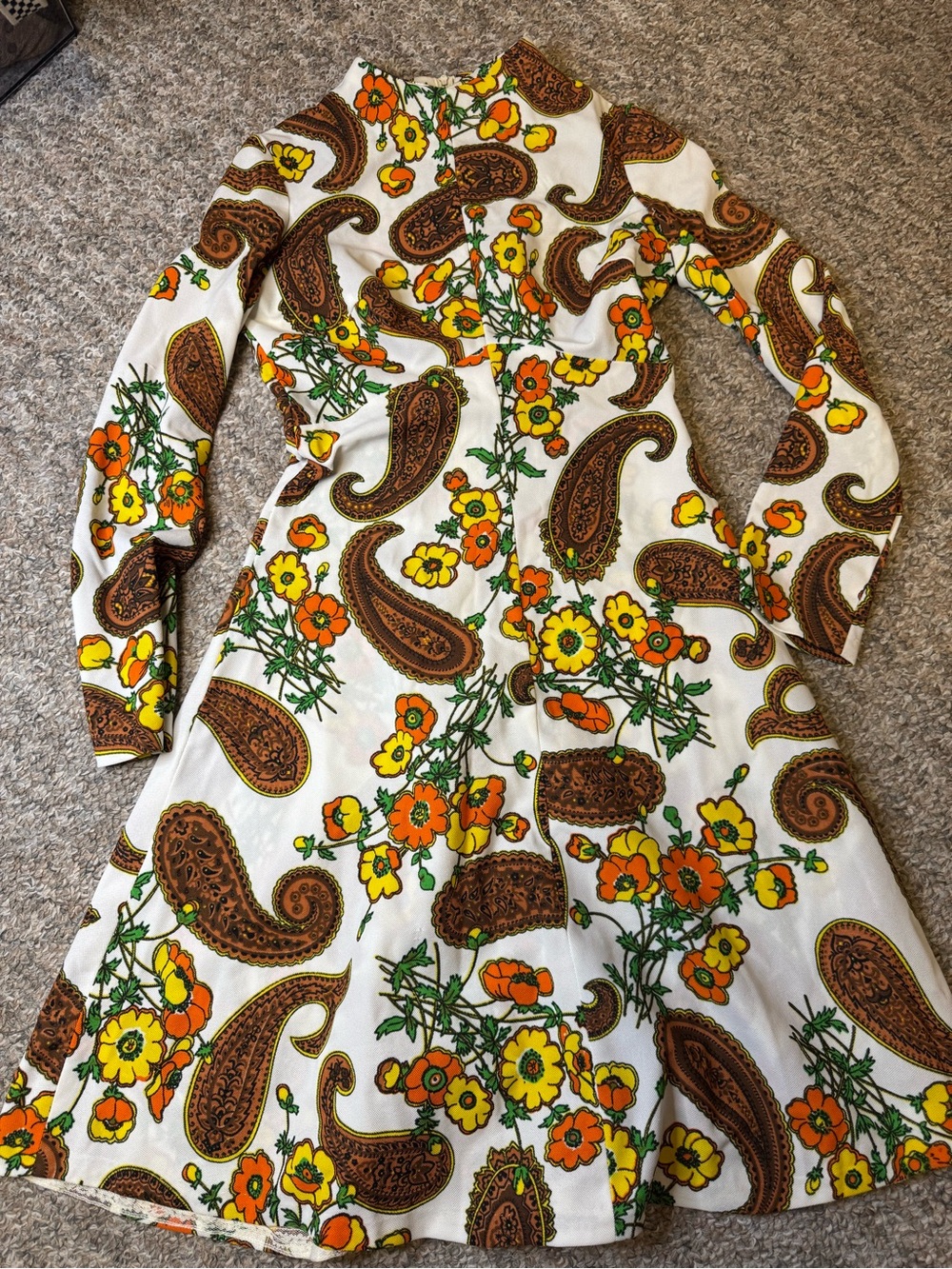 Vintage 1970’s Paisley floral print mod mini dress - Picture 1 of 9